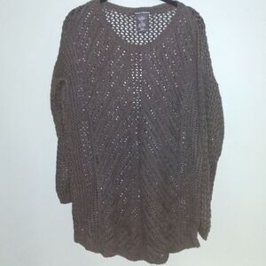 Chelsea & Theodore Open Knit Sweater Long Sleeve Dark Grey XXL